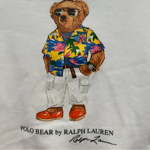 NEW Polo Bear Ralph Lauren White Sweatshirt Size 4 - Picture 2 of 8